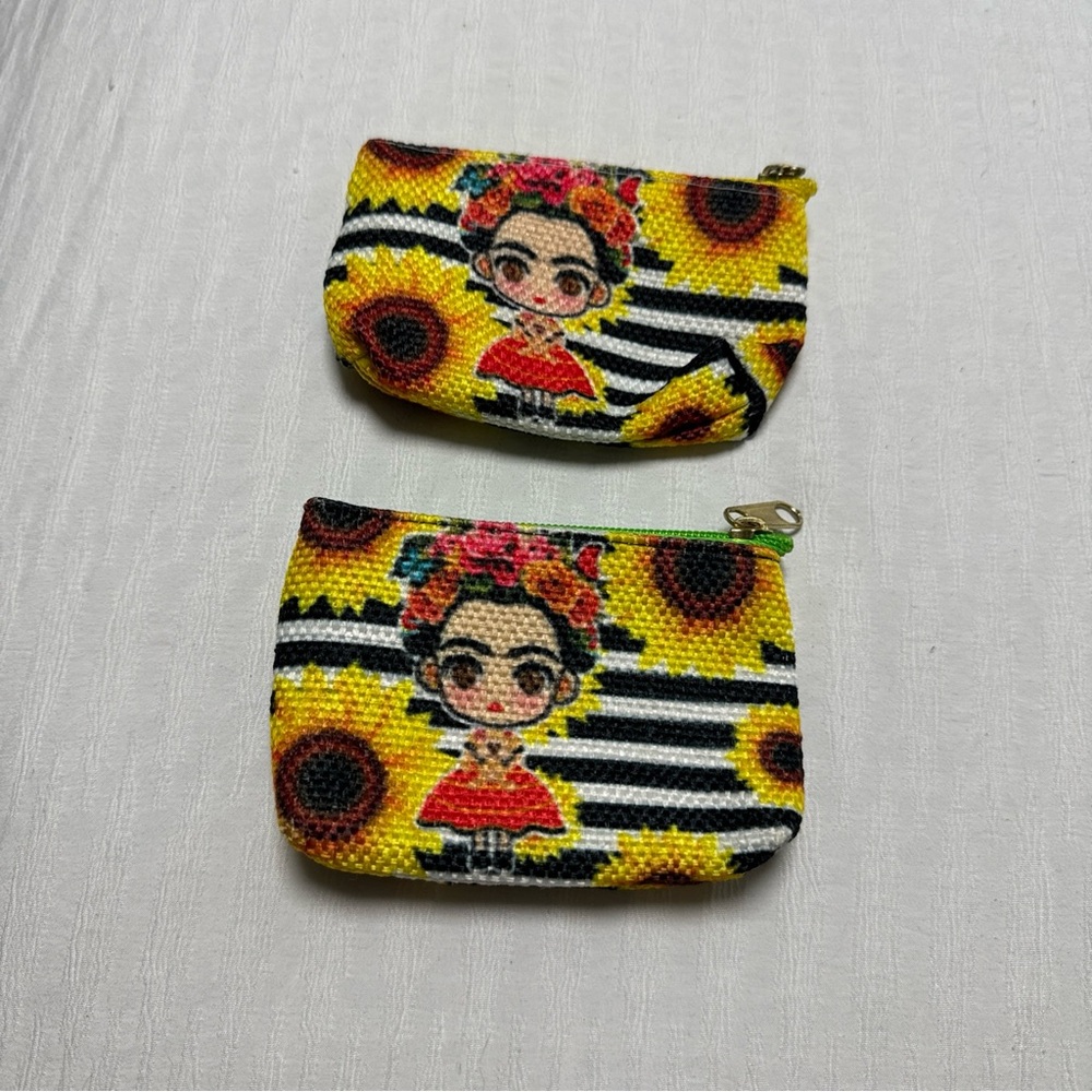 Artesanal Frida Kahlo Key Chain coin purse Set Of Two
